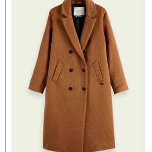 NWOT Scotch & Soda Double Breasted Wool Blend Coat in Camel Size XS